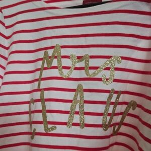 Joules Clothing Striped Red and White Shirt with Gold Lettering